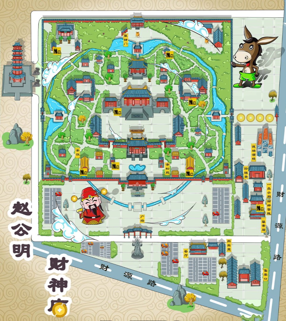 衡南寺庙类手绘地图